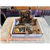 Image 2 : Box of misc. antique clock parts - bronze figures, etc.