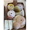 Image 2 : 2 Boxes of misc. parts for antique lamps & ashtrays: steel bases, glassware, etc