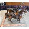 Image 1 : Pair of Vintage Cast Metal Horse Figurines: Bronze Finish - 12” Tall