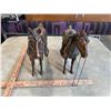 Image 2 : Pair of Vintage Cast Metal Horse Figurines: Bronze Finish - 12” Tall