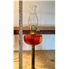Image 2 : Vintage Cranberry Red Swirl Glass Oil Lamp (1890-1920)