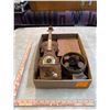 Image 1 : Misc. Wood Items - Vintage Barometer, Asian Toothpick Dispenser, Bowl, Boxes etc.