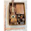 Image 2 : Misc. Wood Items - Vintage Barometer, Asian Toothpick Dispenser, Bowl, Boxes etc.