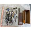 Image 1 : Large quantity of various guitar parts in vintage Alberta Springs whiskey box