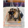Image 2 : Antique LACO wall-mount Kerosene Lamp - Amber Glass, Cast Iron Bracket & Reflector