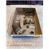 Image 1 : Miscellaneous box of collectables: various pieces of Trench Art, Lighters, ornate jewellery boxes, v