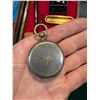 Image 8 : Glass Top Showcase: Antique British Billy Club, Antique Pocket Watch, Inscribed Brass Tray from 1874