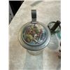 Image 8 : Box: Metal Ash Trays, Heart-Shaped Jewelry Box, Elsie the Cow Glass, Vintage Stir Sticks, Esso Salt 