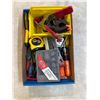 Image 2 : Box: Screwdrivers, Screwdriver Bit Set, Pry Bar, Clamps, Tape Measures, Staples