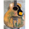 Image 2 : Vintage Acoustic Guitar with Tropical Motif (Missing Pickups)