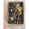 Image 2 : Box of misc. antique parts for repairs; fenials, wheels, locks, clock parts, etc