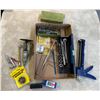 Image 2 : Box of Misc. Tools Including Caulking Gun, Air Tools, Letter Punches, Socket Set, etc.