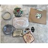 Image 2 : Box of Misc. Collectibles: Dionne Quintuplets Picture, Cast Iron Flower Decor., etc.