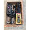 Image 2 : Box of Automotive Items: Trailer Hitch, Hitch Ball (New), Battery Charger