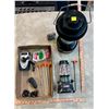 Image 2 : Box of Camping Items: Coleman Lanterns, Tent Stakes, Crank Radio