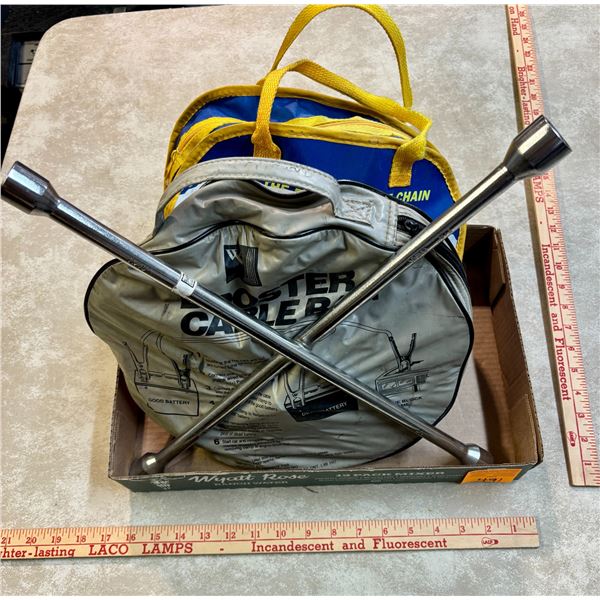Box: Tire Chains, Booster cables, Lug Wrench
