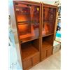 Image 2 : Pair of Oak Veneer Light-Up Entertainment Units/Bookcases - 25” W x 72” T x 21[x=#