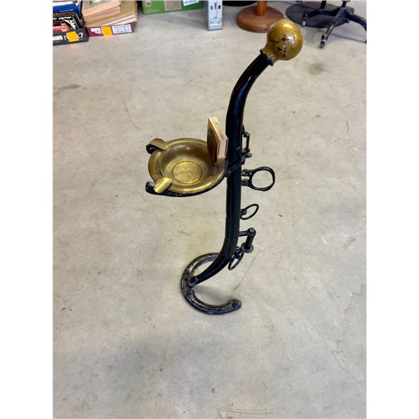 Folk Art Smoking Stand made of Horse Tack and Brass