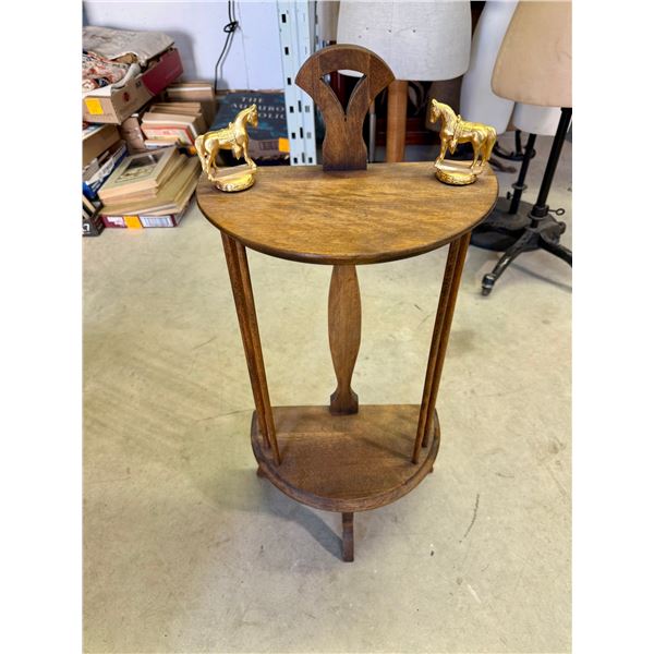 Antique Oak Side Table with Horses