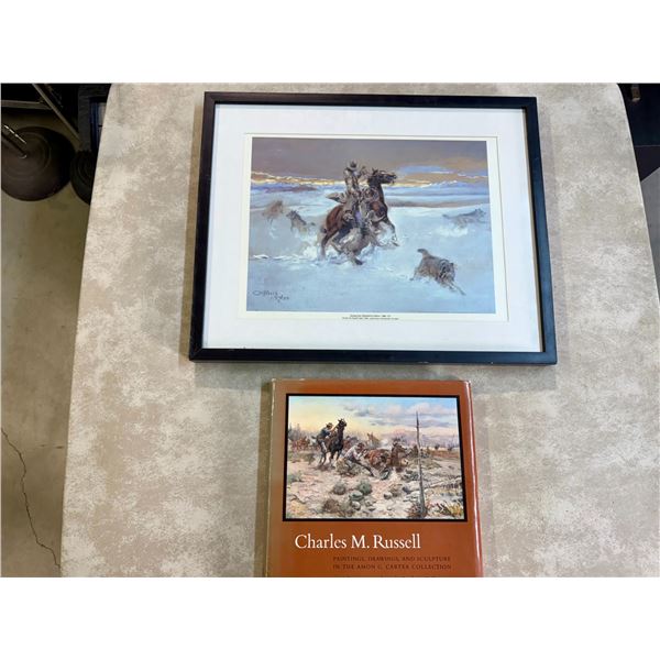 Charlie Russell Print “George Lane Attacked by Wolves” and Charlie Russell Book