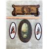 Image 2 : Set of Four Antique Frames Pictures: 3 Oval Pictures and with Hand Carved Frame and Wooden Pyrograph