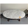 Image 2 : Antique Marble-Top Coffee Table - Hand Carved Base with Carrera Top - 46” L x 28” 