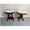 Image 1 : Two Antique Marble-Top End Tables - Hand Carved Base with Carrera Top - 22” L x 18[x=#8221/