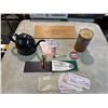 Image 1 : Box of Misc. Vintage Oil Items: Oil Can, Oil Pens, BA Oil Items, Gas Coupons
