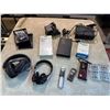 Image 1 : Box: Misc. Electronic Items - Sennheiser Headphones, Micro Cassette Recorders, Cassette Adapter, etc