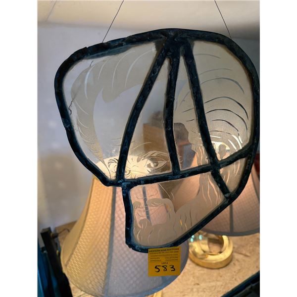Leaded, Etched Glass Wall Hanging
