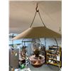 Image 1 : Antique Hanging Kerosene Lamp with Metal Reflector Shade - Early 1900s