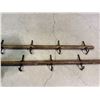 Image 2 : Pair of Antique Wooden and Iron Forged Wall Racks - 86” L and 75” L