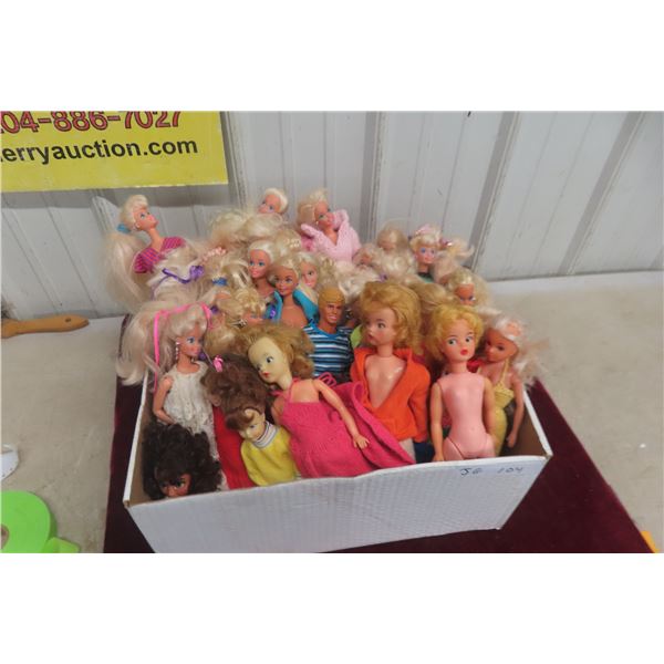 Box of Barbie Dolls and Other Assorted Dolls.