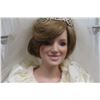 Image 3 : Princess Dianna Porcelain Bride Doll With Stand and Long Train, Measuring 19 in. Tall.