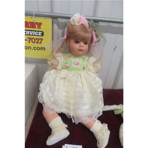 Virginia Turner Doll “Minda,” No. 286 of 400, With Box, Rabbit and Certificate, 26" Vinyl