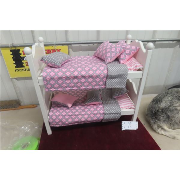 Doll Bunk Bed, 21" × 22" × 12", with Blanket & Pillow