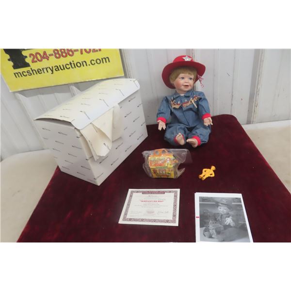 McMemories Porcelain Doll “McDonald’s Old West,” 12", 1996, with Accessories, Box, and Certificate