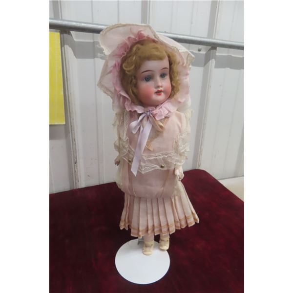 Old German Doll with Original Clothes, 16" Tall