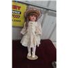 Image 1 : Old German Doll with Straw Hat, 18" Tall