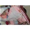 Image 6 : Vintage Doan Co. Baby Doll with Sleep Eyes in Wooden Cradle with Bedding