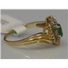 Image 2 : 14K Gold Ring With Emerald & Diamonds