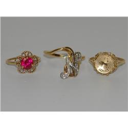 Diamonds Initial N, Coin Ring & Chatham Ruby Ring