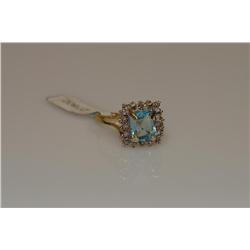 14k Gold Ring W/Blue Topaz 4.6gr Scrap