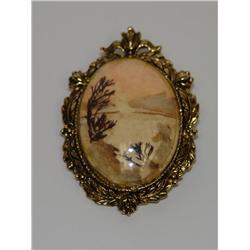 Antique West Austrian Paperbark Brooch Signed