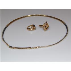 Multicolor Stones Ring, White Stone Ring & Necklac