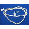 Image 1 : Genuine White Pearl Hand Knott Necklace & Earrings