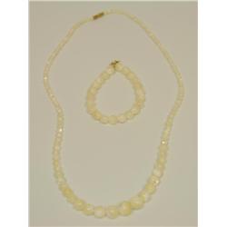 White Onyx Bead Necklace & Bracelet