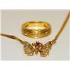 Image 2 : 3 Diamonds Ladies Ring & Butterfly Necklace