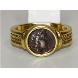 14KT Gold Ring with Ancient Greek Silver Coin