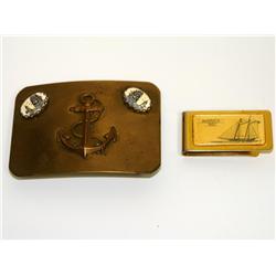 Scrimshaw Belt buckle & Money Clip